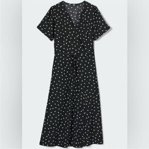 Uniqlo Black Polka Dot Wrap Dress